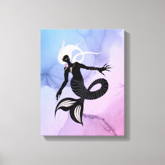 Creepy Mermaid Dark Fantasy Monster Goth Canvas Print