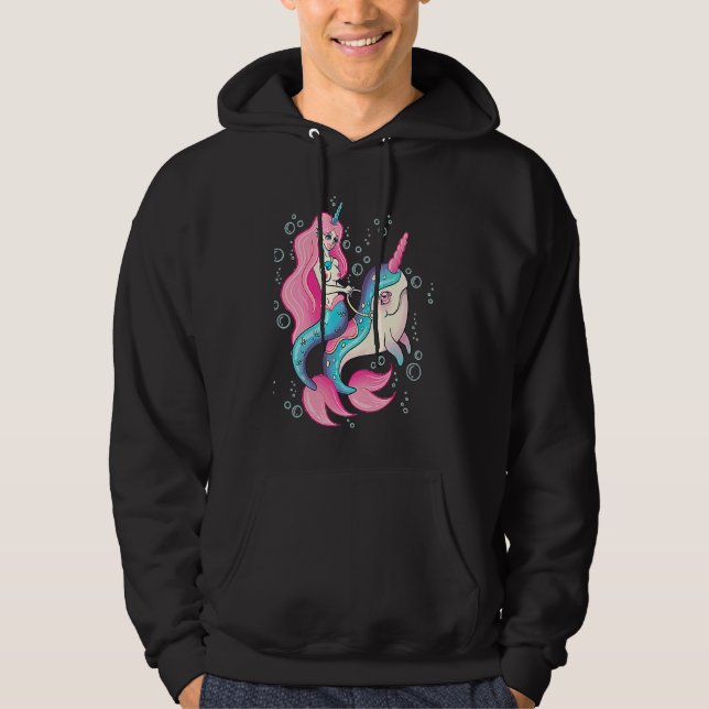 Creepy mermaid riding on a unicorn narwahle Alt sa Hoodie (Front)