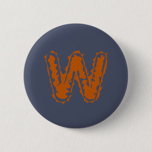Creepy Monogram Clashing Orange on Blue 6 Cm Round Badge