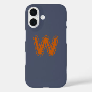 Creepy Monogram Clashing Orange on Blue iPhone 16 Case