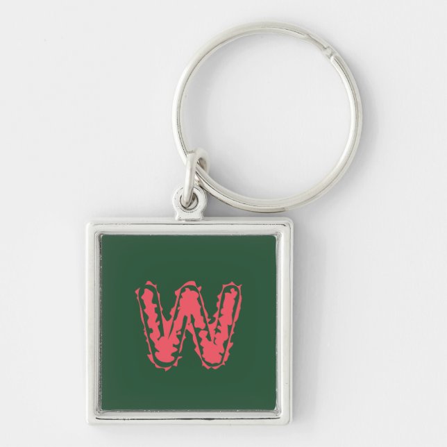 Creepy Monogram Clashing Pink on Green Key Ring (Front)