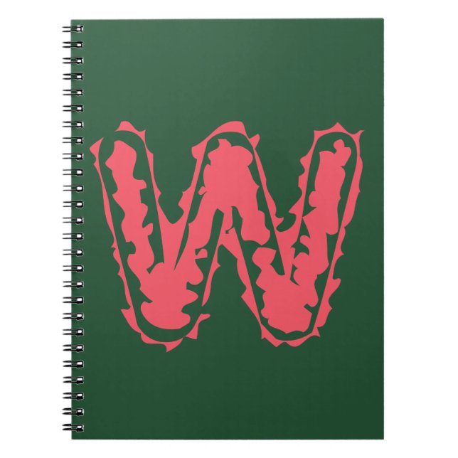 Creepy Monogram Clashing Pink on Green Notebook (Front)