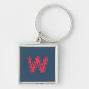 Creepy Monogram Clashing Red on Blue Key Ring
