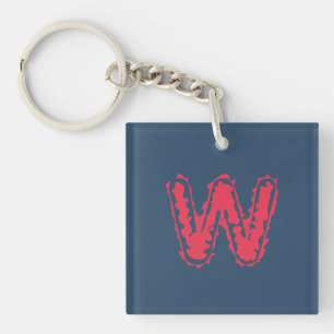 Creepy Monogram Clashing Red on Blue Key Ring
