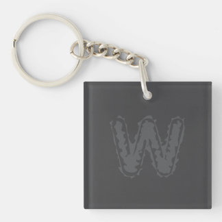 Creepy Monogram Grey on Grey Key Ring