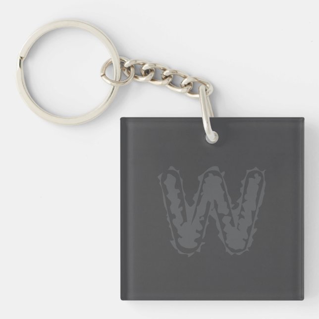 Creepy Monogram Grey on Grey Key Ring (Front)