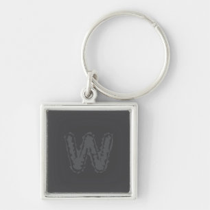 Creepy Monogram Grey on Grey Key Ring