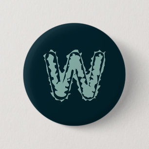 Creepy Monogram Mint Green on Deep Blue 6 Cm Round Badge