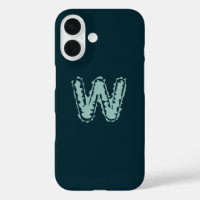 Creepy Monogram Mint Green on Deep Blue