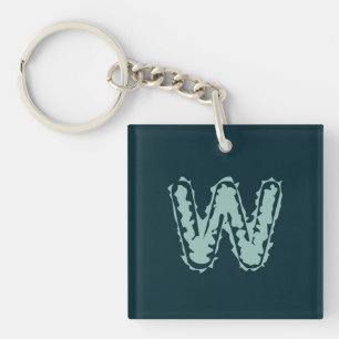 Creepy Monogram Mint Green on Deep Blue Key Ring