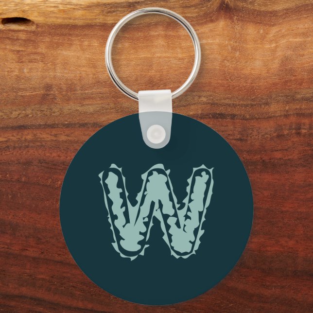 Creepy Monogram Mint Green on Deep Blue Key Ring (Back)