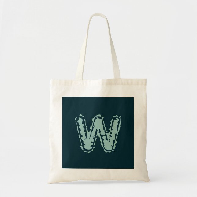 Creepy Monogram Mint Green on Deep Blue Tote Bag (Front)