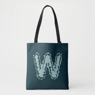 Creepy Monogram Mint Green on Deep Blue Tote Bag