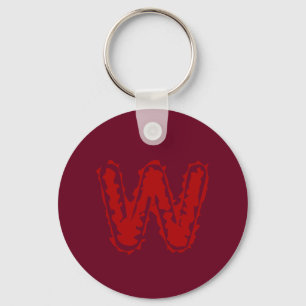 Creepy Monogram Red on Red Key Ring