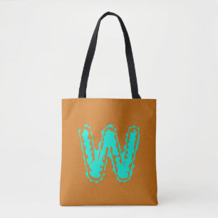 Creepy Monogram Toxic Green on Orange Tote Bag