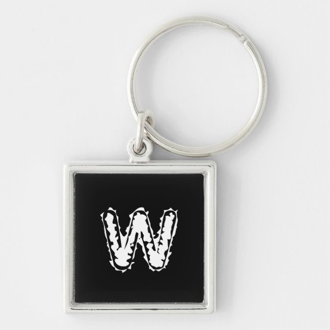 Creepy Monogram White on Black Key Ring (Front)
