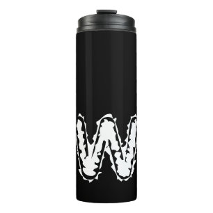 Creepy Monogram White on Black Thermal Tumbler