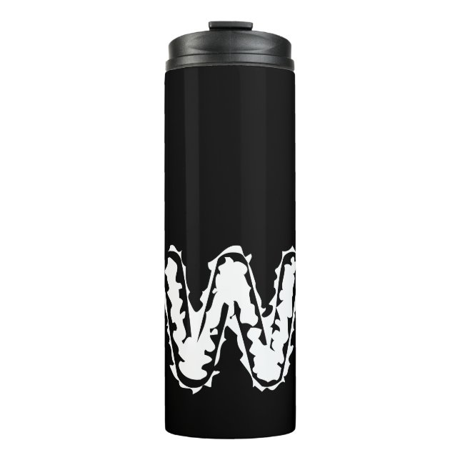 Creepy Monogram White on Black Thermal Tumbler (Front)