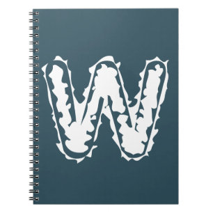 Creepy Monogram White on Blue Notebook