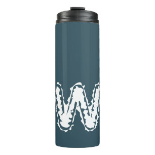 Creepy Monogram White on Blue Thermal Tumbler
