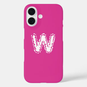 Creepy Monogram White on Pink iPhone 16 Case