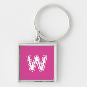 Creepy Monogram White on Pink Key Ring