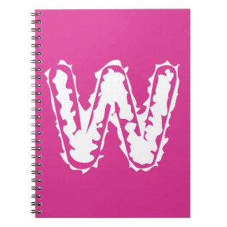 Creepy Monogram White on Pink Notebook