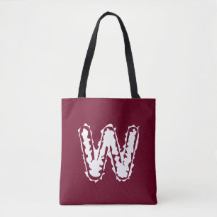 Creepy Monogram White on Red Tote Bag