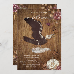 Creepy Moody Halloween Crow & Feather Invitation