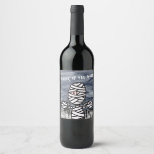 Creepy Mummy Halloween Party Wine Label