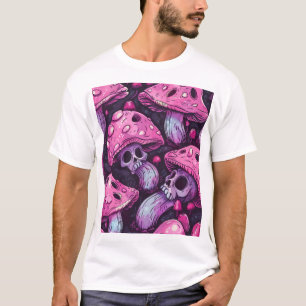 Creepy Neon Mushroom Skull Faces T-shirt