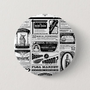 creepy newspaper 6 cm round badge
