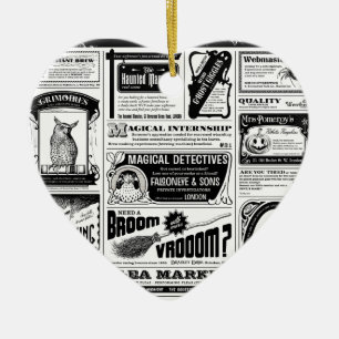 creepy newspaper ceramic tree decoration