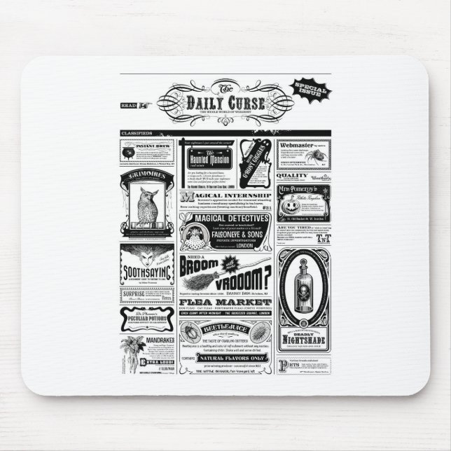 creepy newspaper mouse mat (Front)