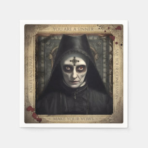 Creepy Nun Gothic Halloween Confession Napkin