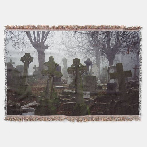 Image of creepy old graveyard Throw Blanket