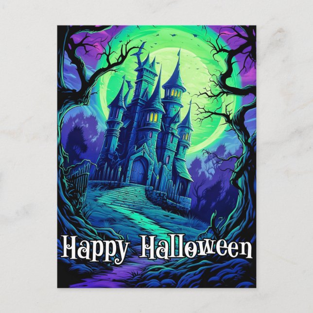 Creepy Old Haunted Castle After Dark Postcard (Front)