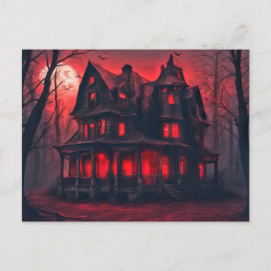 Creepy Old Mansion - Happy Halloween Postcard