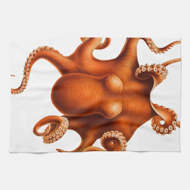 Creepy Orange Octopus Tea Towel (Horizontal)