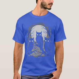 Creepy Owls Gothic Weirdcore Evil Owls Moonlit For T-Shirt