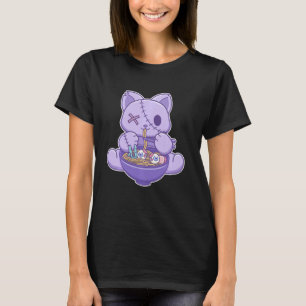Creepy Pastel Goth Cat Eating Halloween Ramen Nood T-Shirt