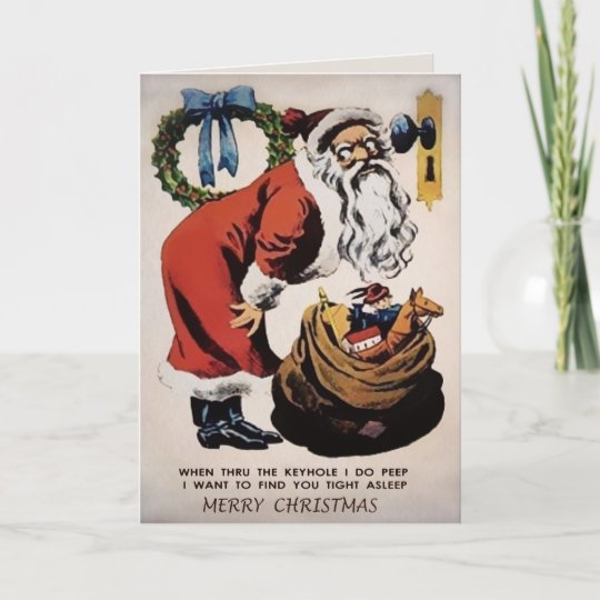 Creepy Peeping Santa Christmas Card | Zazzle.co.uk