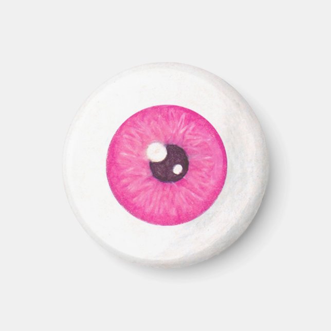 Creepy Pink Eyeball Magnet (Front)