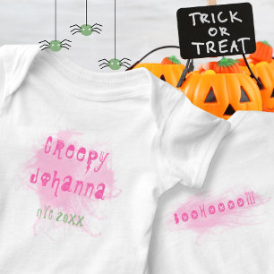Creepy Pink Smoke Spooky Baby First Halloween Bodysuit
