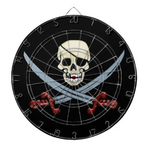 Creepy Pirate Skull & Crossed Cutlasses Dartboard