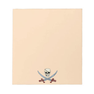 Creepy Pirate Skull & Crossed Cutlasses Notepad