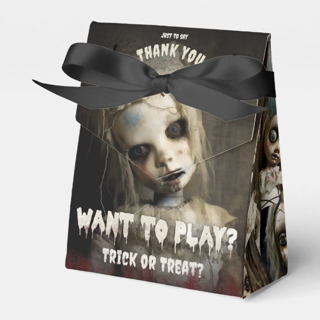 Creepy Playmate Spooky Possessed Doll Halloween Favour Box (Front Side)