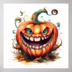 Creepy Pumpkin Art Poster