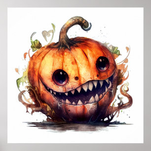 Creepy Pumpkin Art Poster