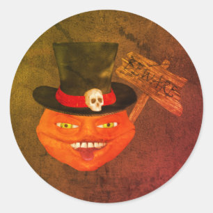 Creepy Pumpkin Face Halloween  Classic Round Sticker